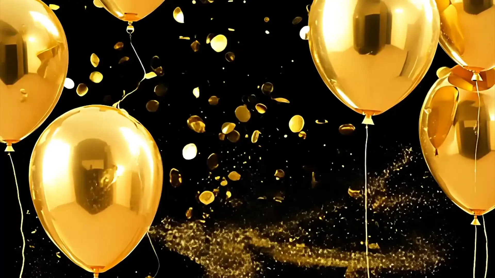 Golden Balloon and Confetti Overlay for Event and Celebration Videos